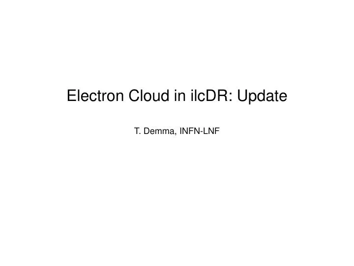 electron cloud in ilcdr update