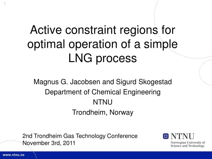 active constraint regions for optimal operation of a simple lng process