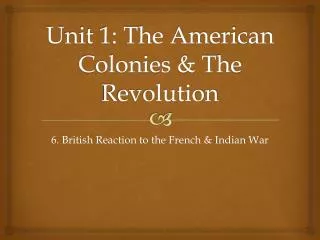 Unit 1: The American Colonies &amp; The Revolution