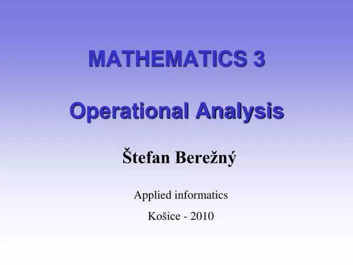 mathematics 3 operational analysis