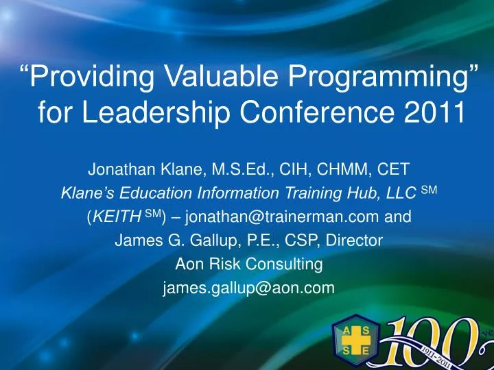 providing valuable programming for leadership conference 2011