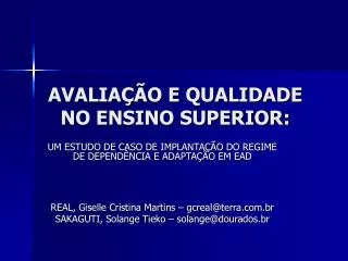 avalia o e qualidade no ensino superior