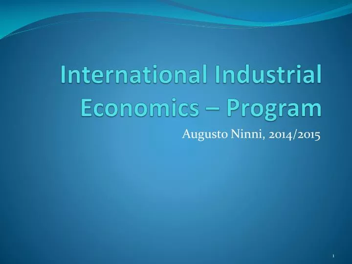 international industrial economics program