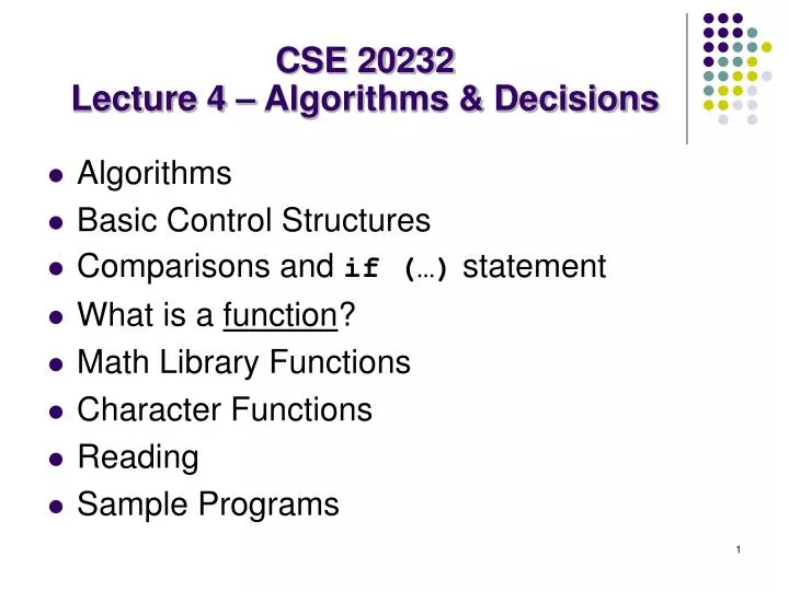 cse 20232 lecture 4 algorithms decisions