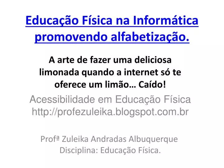 educa o f sica na inform tica promovendo alfabetiza o