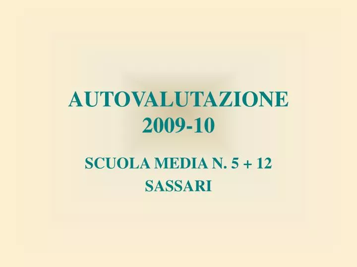 autovalutazione 2009 10