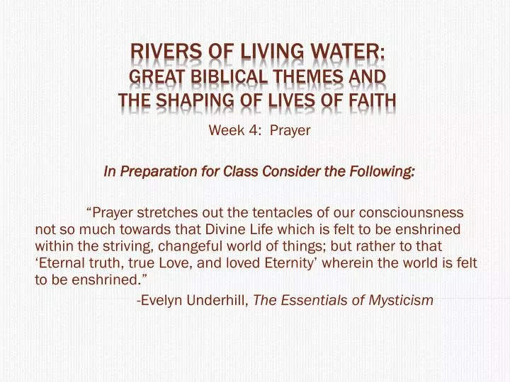 rivers of living water great biblical themes and the shaping of lives of faith
