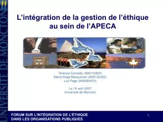l int gration de la gestion de l thique au sein de l apeca