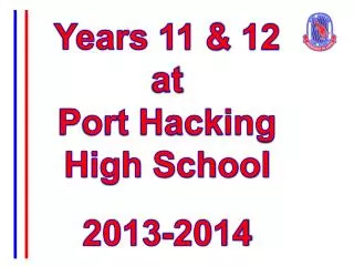 Years 11 &amp; 12 at Port Hacking High School 2013-2014
