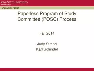 Paperless Program of Study Committee (POSC) Process