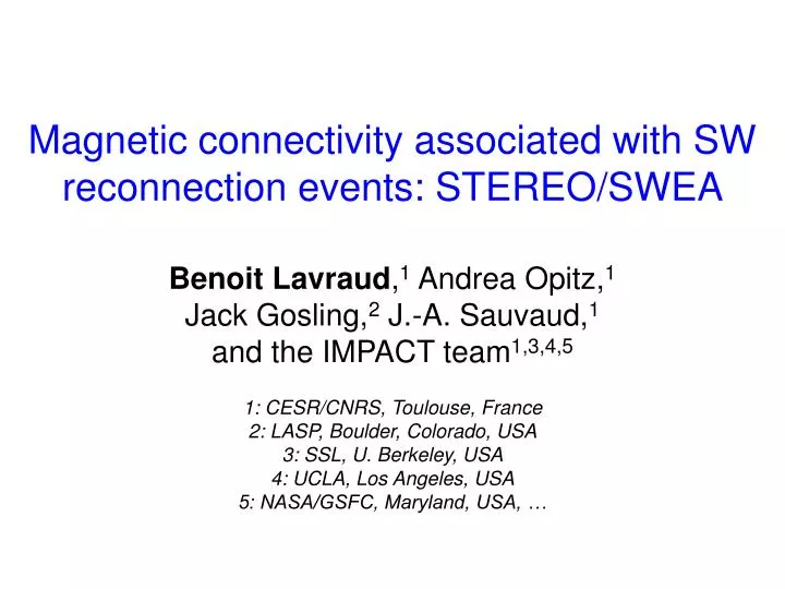 magnetic connectivity associated with sw reconnection events stereo swea