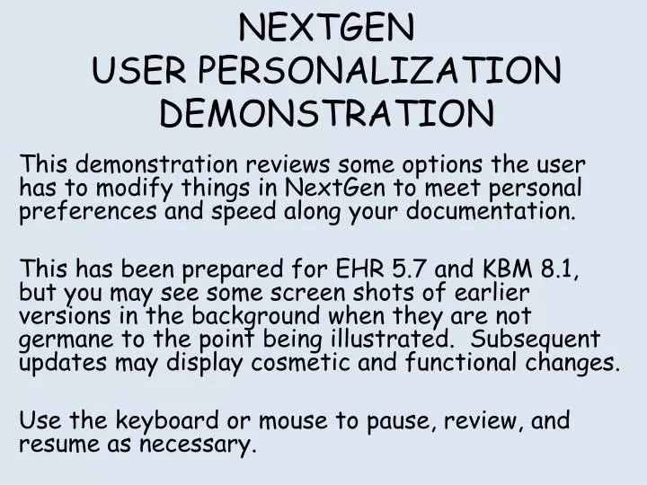 nextgen user personalization demonstration
