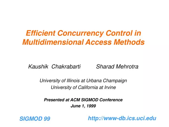 efficient concurrency control in multidimensional access methods