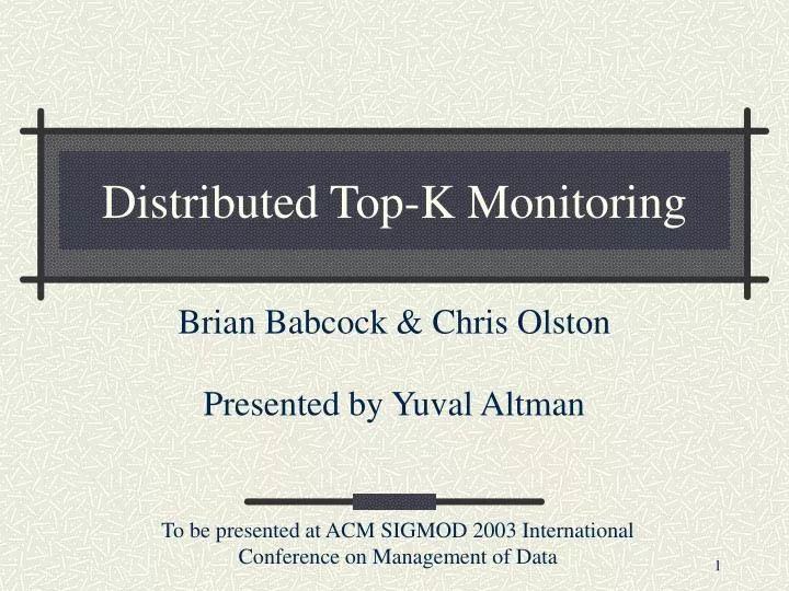 distributed top k monitoring