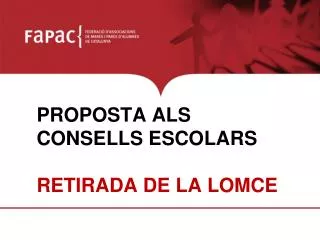 proposta als consells escolars retirada de la lomce