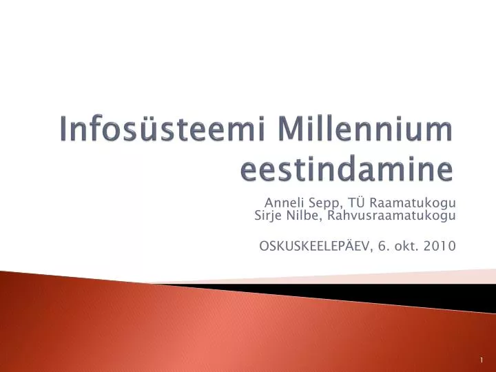 infos steemi millennium eestindamine