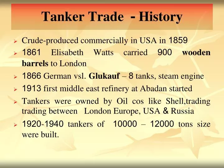 tanker trade history