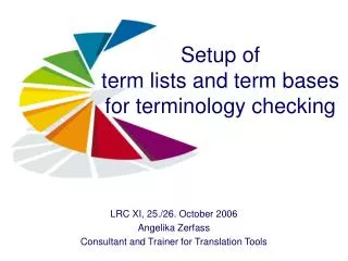 Setup of term lists and term bases for terminology checking