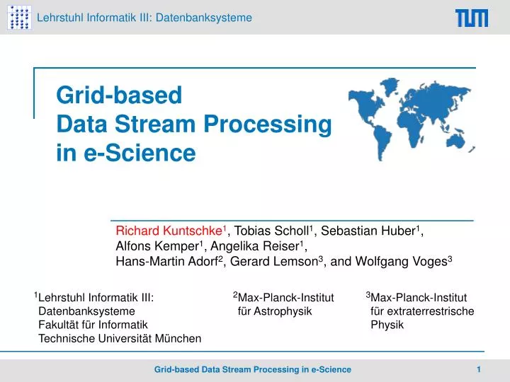 grid based data stream processing in e science
