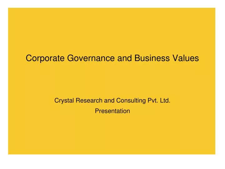 corporate governance and business values