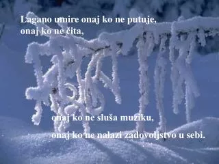 lagano umire onaj ko ne putuje onaj ko ne ita