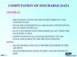 COMPUTATION OF DISCHARGE DATA