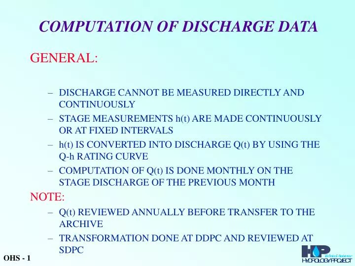 computation of discharge data
