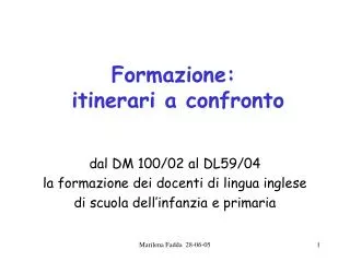 formazione itinerari a confronto