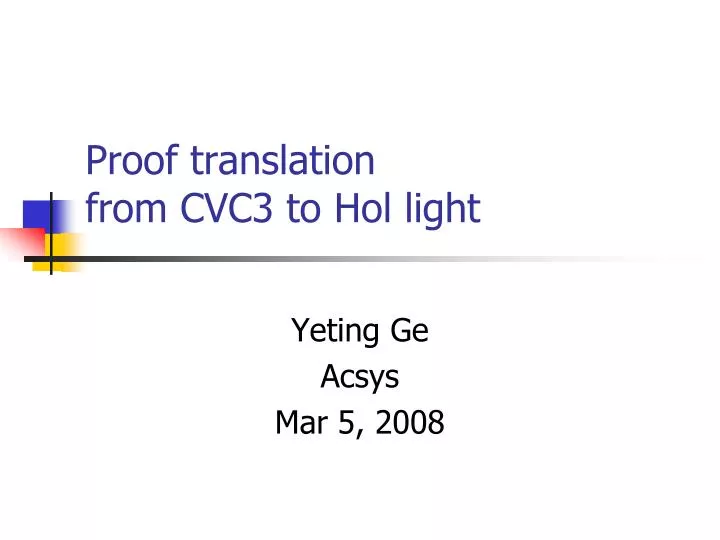 proof translation from cvc3 to hol light