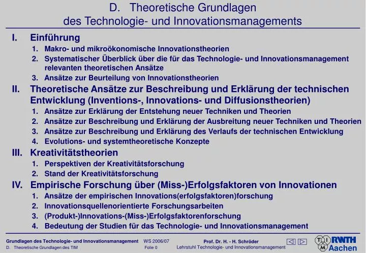 d theoretische grundlagen des technologie und innovationsmanagements