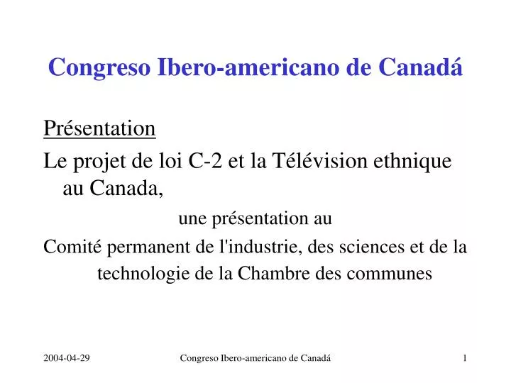 congreso ibero americano de canad
