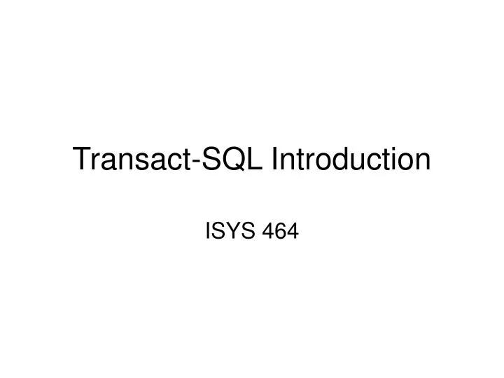 transact sql introduction