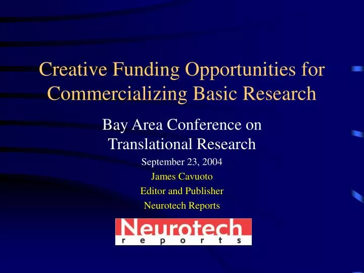 creative funding opportunities for commercializing basic research