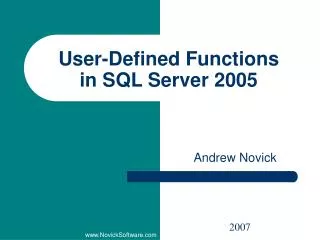 User-Defined Functions in SQL Server 2005