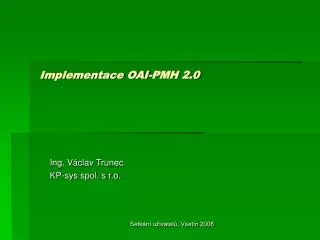 implementace oai pmh 2 0