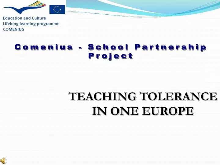 teaching tolerance in one europe