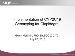 Implementation of CYP2C19 Genotyping for Clopidogrel