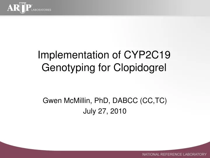 implementation of cyp2c19 genotyping for clopidogrel