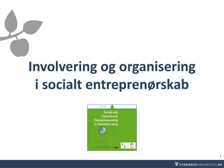 involvering og organisering i socialt entrepren rskab