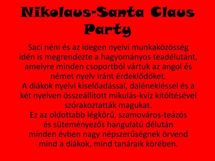 nikolaus santa claus party