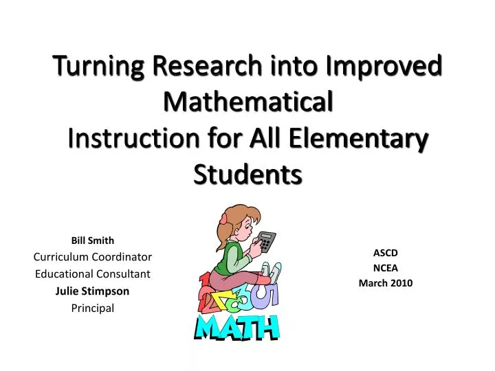 turning research into improved mathematical instruction for all elementary students