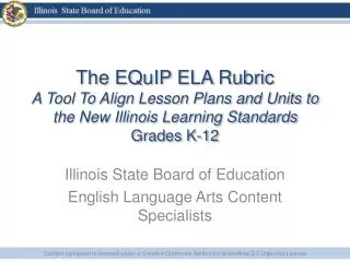 Illinois State Board of Education English Language Arts Content Specialists