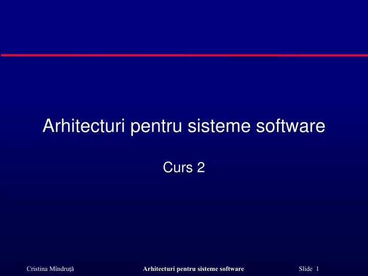 arhitecturi pentru sisteme soft w are