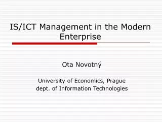 IS/ICT Management in the Modern Enterprise