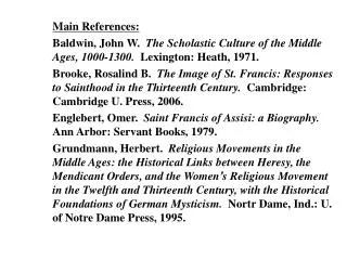 Main References: