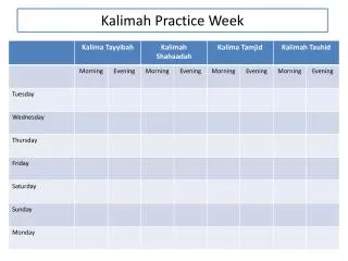 Kalimah Practice Week