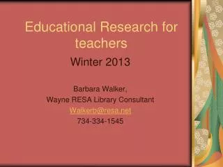 Educational Research for teachers