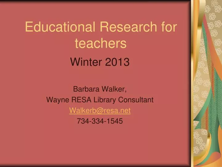 educational research for teachers