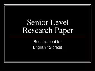 Senior Level Research Paper