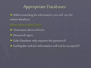 Appropriate Databases